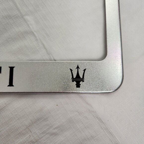 Car License Plate Frame Silver Metal Gift Maserati - Picture 3 of 6